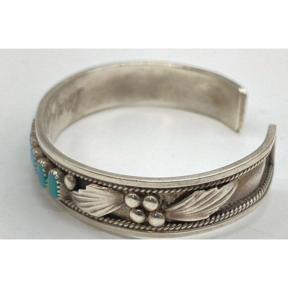Dave & Celia Nieto Zuni Vintage Stlg Silver‎ Turquoise Cuff - Picture 2 of 7